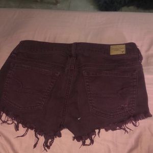 Maroon American eagle shorts ripped